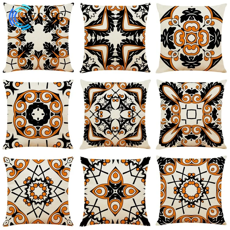 Ornate Pattern Cotton Linen Pillowcase Car Sofa Cushion Cover Decoration Living Room Bedroom 45*45cm | Дом и сад