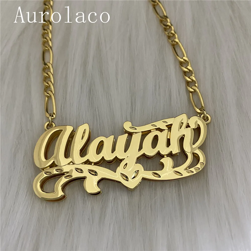 AurolaCo New Custom Name Necklace Personalized Women Double Plated