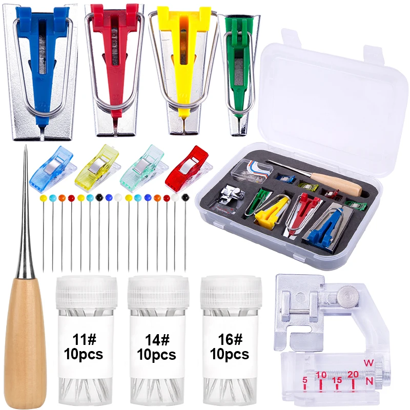 

LMDZ 30Pcs 6/12/18/25mm Fabric Bias Tape Maker Tool Kit DIY Quilting Sewing Binding Tool Sewing Accessories Making Supplies