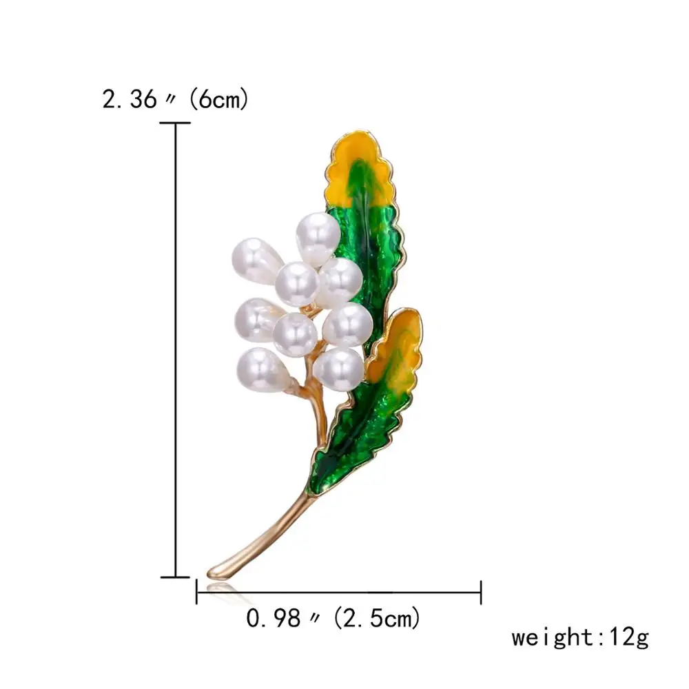 Ринху имитация жемчуга брошь кактус ветка цветок винтаж зеленый бижутерия брошь корсажное платье пальто аксессуары ювелирные изделия - Окраска металла: branch 2