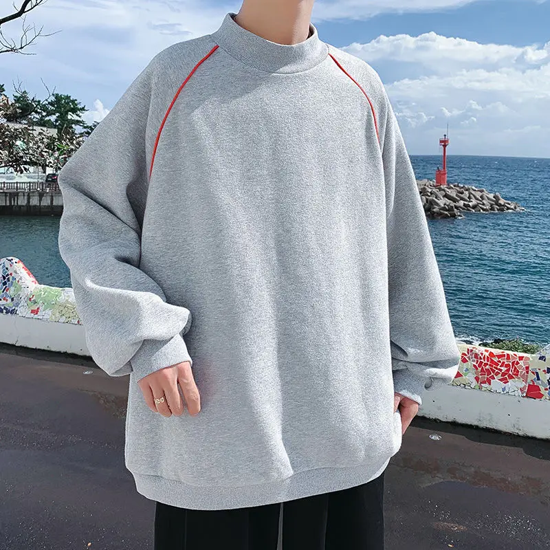 

Autumn Stand Collar Hoodie Men's Fashion Solid Color Cotton Casual Sweatshirt Men Streetwear Loose Hip Hop Pullover Hoodies Mens