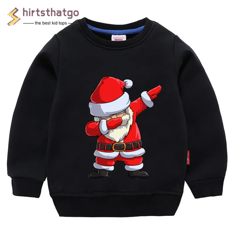 Толстовки с капюшоном с изображением Санта Клауса для маленьких мальчиков и девочек; детский осенний хлопковый пуловер; топы; подарок в черную пятницу