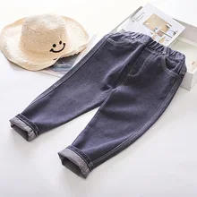 Детская одежда в Корейском стиле для девочек; коллекция года; сезон весна-осень; классические потертые джинсы для девочек; Детские повседневные обтягивающие брюки