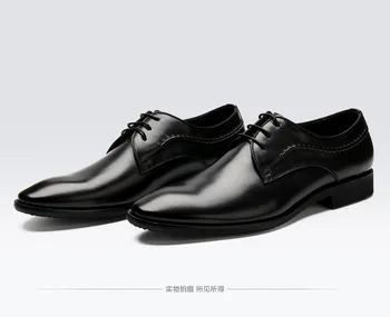 

Men Shoes Business Formal Wear Leather Shoes Pointed Toe-Style Cowhide Work Wear Wedding Shoes