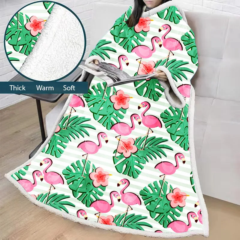 Прямая поставка одеяло с рукавами 3D печатных фламинго для взрослых микрофибра шерпа флисовый диван одеяло Открытый плюш Коралл Манта - Цвет: color6