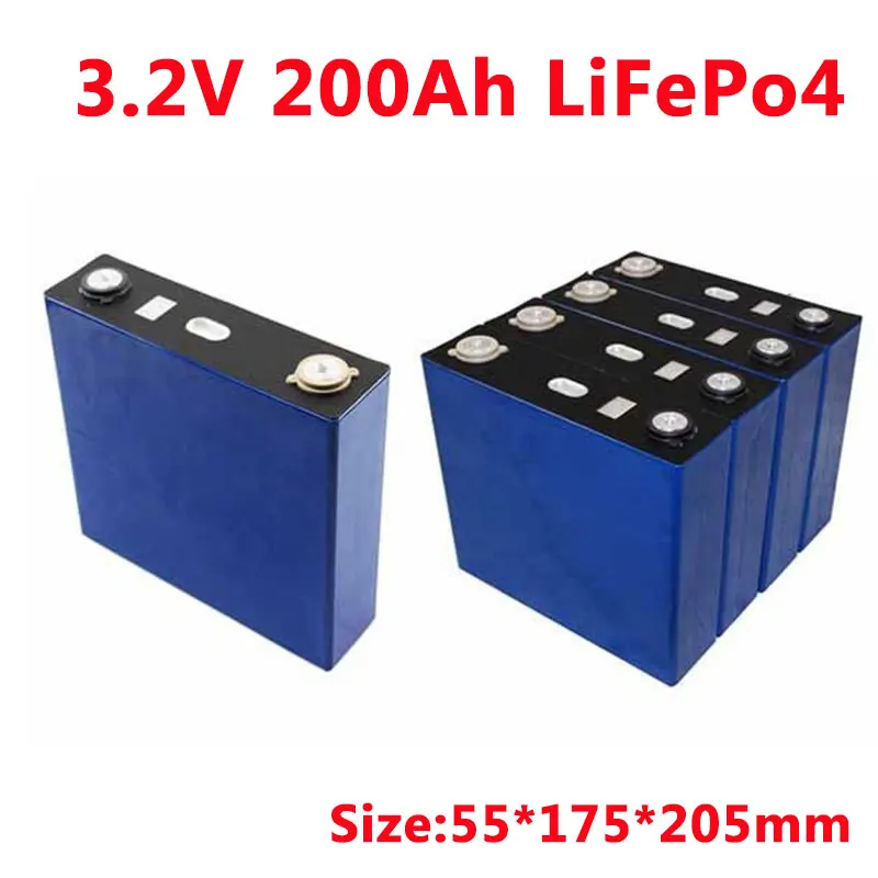 4pcs large capacity Great lifepo4 battery 200ah cell 3.2v 200ah lithium bateria for diy 12v battery pack solar power vehicle
