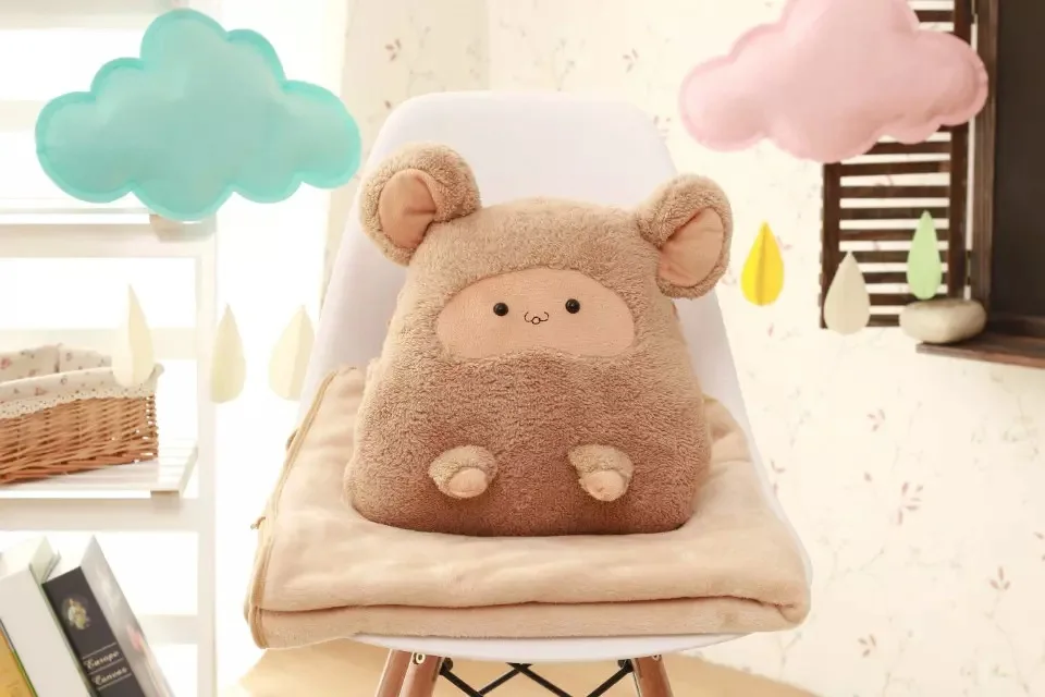 Милый пирог Kaka, крыса, Клык, медведь, три в одном, воздухопроницаемое одеяло, милые грелки для рук, Офисная Подушка для сна