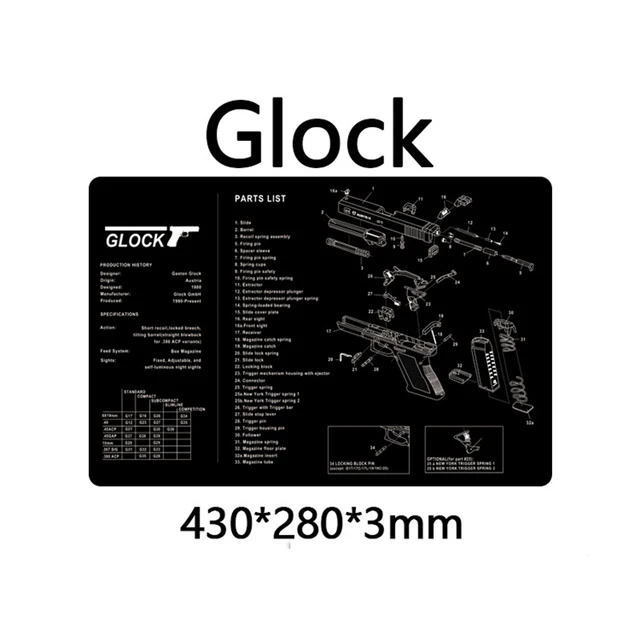 Glock Gun Cleaning Rubber Mat for Glock Pistol Remington with Armorers Parts List Bench Pads glock