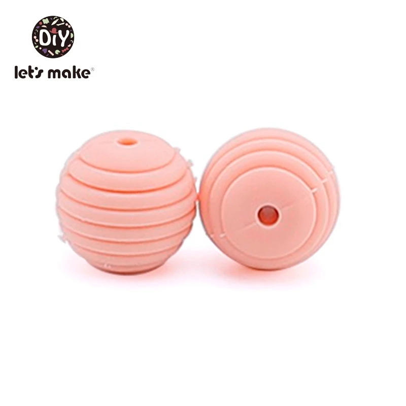 Peachy Давайте сделаем DIY можно жевать бусины 10 шт. 15 мм светильник Фиолетовый Круглый спиральный Бисер Пищевой Силиконовый Прорезыватель для зубов браслеты Прорезыватели для зубов - Цвет: Peachy