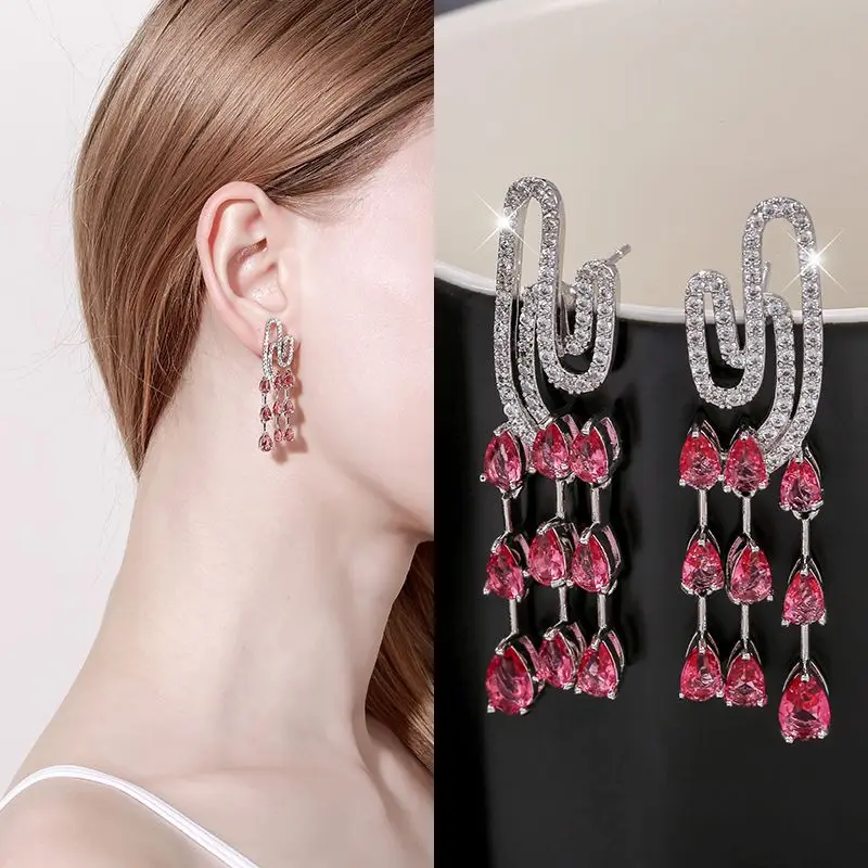

EYER Bridal Noble Wedding Fashion CZ Cubic Zircon Jewelry Trendy Accessories Water drop Pendant Earring Top Quality Fine Jewelry