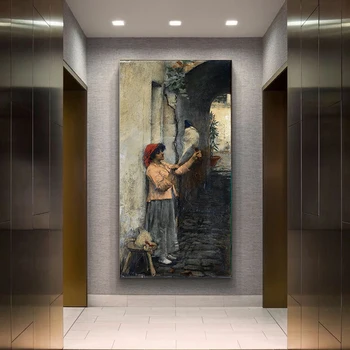 

Citon William Waterhouse《A Neapolitan flax spinner》Canvas Oil Painting World Famous Artwork Picture Wall Decor Home Decoration