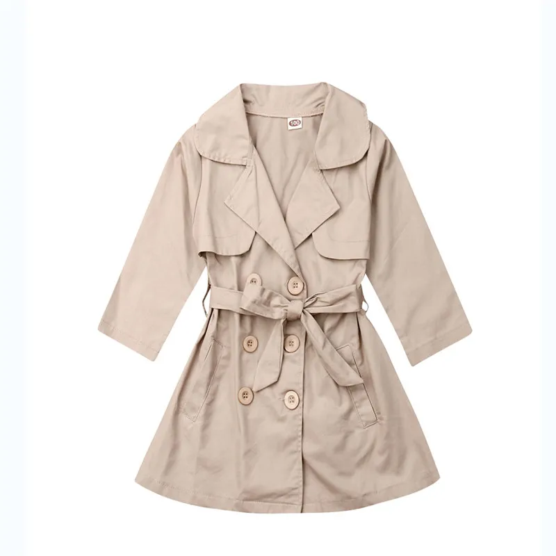 

Kids Baby Girl Autumn Winter Long skleeve Trench Coat Double Breasted Quilted Button Up Wind Jackets Outwear Parka Overcoat