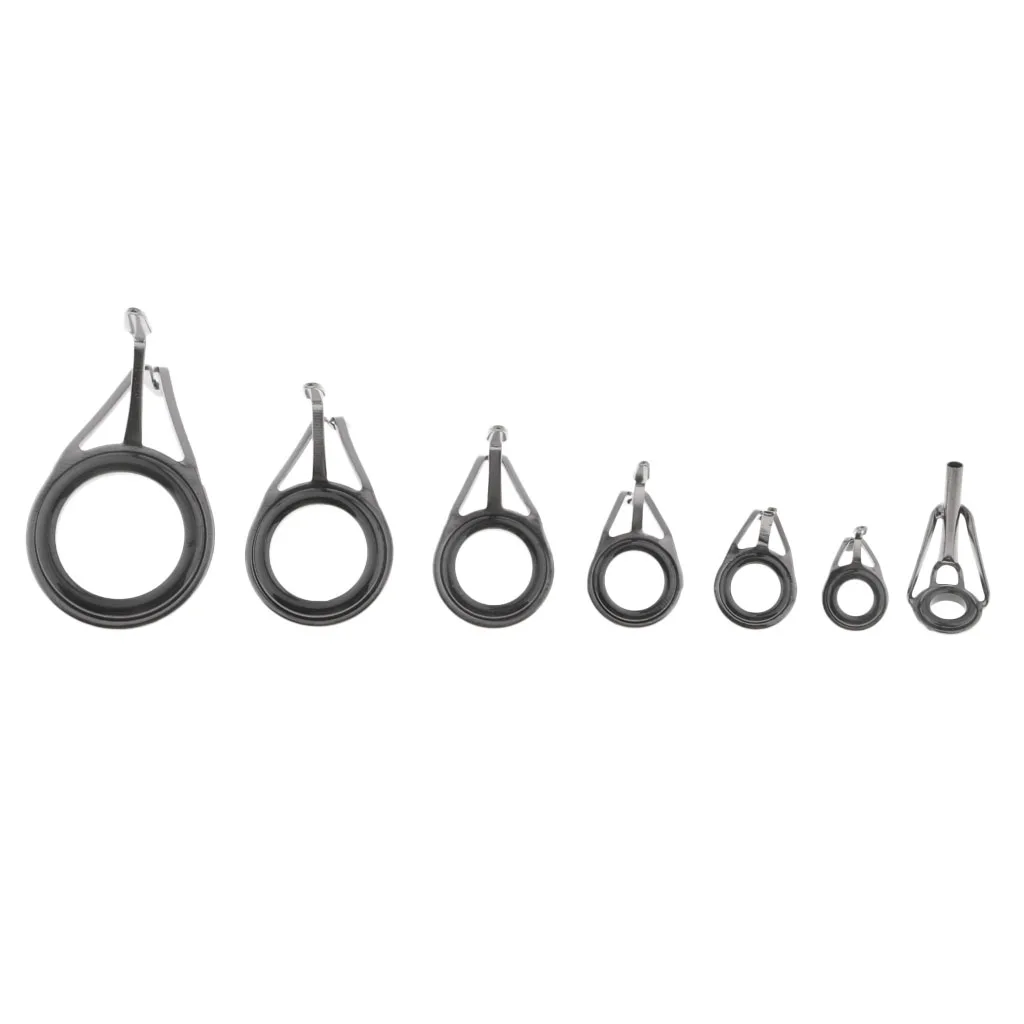 7pcs Double Leg Guides Fishing Rod Eye Ring Tangle Free DIY Rod Building Pole Rod Repair Kit