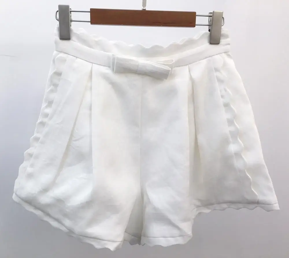 Белый 12.7 Spring summer shorts women's fashion print short casual beach vacation summer High waist ruffle shorts high quality - Цвет: Белый