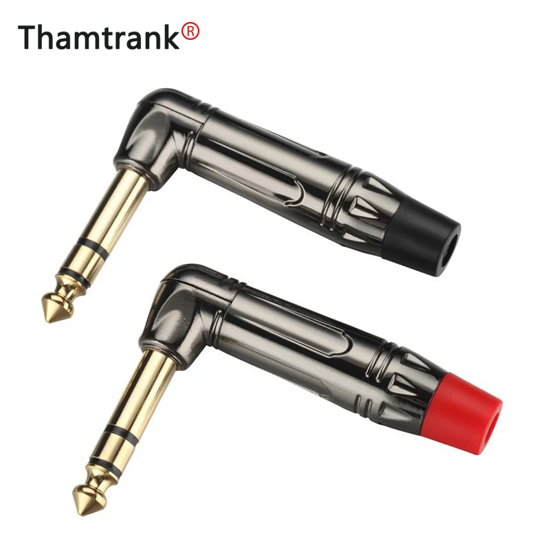 100pcs/lot Right Angle Jack 6.35mm 3 Poles Stereo Male Connector Gold Plated 1/4 Inch Plug Microphone 50Pair Red+Black | Обустройство