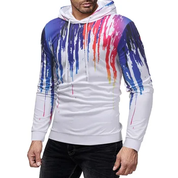 

2020 Autumn And Winter New Style Men'S Wear Europe And America Men's Splash-Ink Digital Printing Hooded Long-sleeved Sweater Men