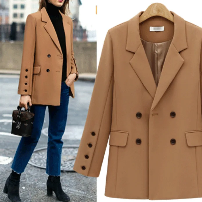 

European And American-Style 2018 Autumn New Style Jacket Versatile Loose-Fit Mid-length Women's Suit