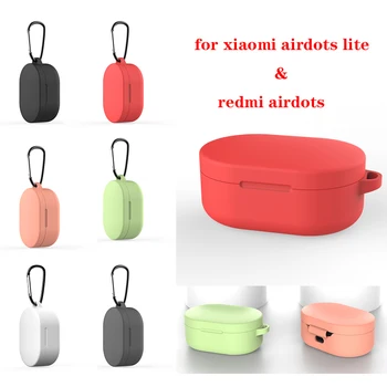 

for Xiaomi Airdots 2 Tws Redmi Airdots S Case Solid Color Silicone Protection Cases Redmi Airdots Case with Hook Fundas