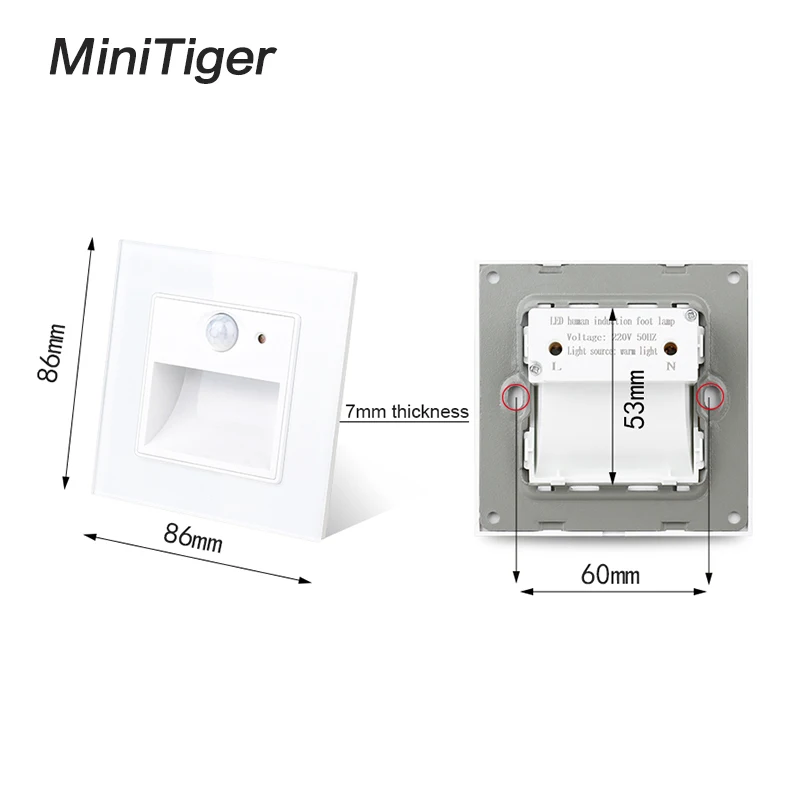 UNKAS Wall Footlights Switch  Human Body Sensor Lamp Crystal Glass Panel New Arrival Porch / Corridor / Corner / Stair Lamp