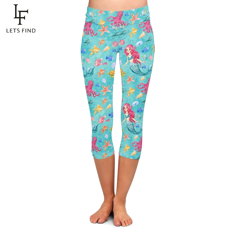 LETSFIND 2020 New Hot Sale Milk Silk Mermaid Digital Print Women Capri Leggings High Waist Plus Size Female Mid-Calf 3/4 Legging LETSFIND 2020 New Hot Sale Milk Silk Mermaid Digital Print Women Capri Leggings High Waist Plus Size Female Mid-Calf 3/4 Legging