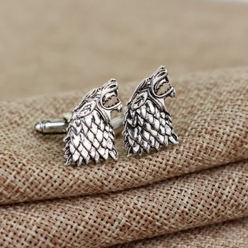 

Anime House Stark Wolf Head Symbol Cufflinks Fashion Wolf Zinc Alloy Mens Cuff Buttons Action Figure Cosplay Accessories Toys