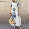 ZANZEA Summer Maxi Dress Fashion Women's Printed Sundress Casual Floral Long Vestidos Female High Waist Baggy Robe Plus Size ► Photo 1/6