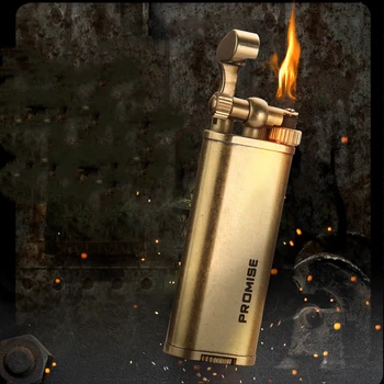 

2020 New Pure brass Torch Flint Grinding wheel Lighter Free Fire kerosene Retro Pipe Lighter Detachable Air Transport Lighter