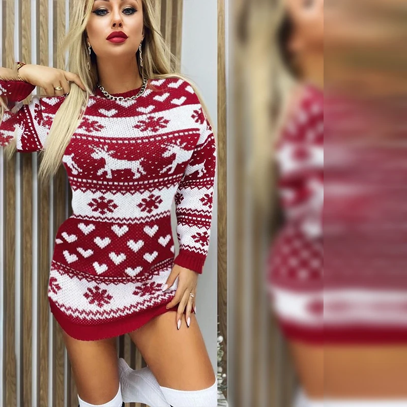 Snowflake Print Casual Dress Women 