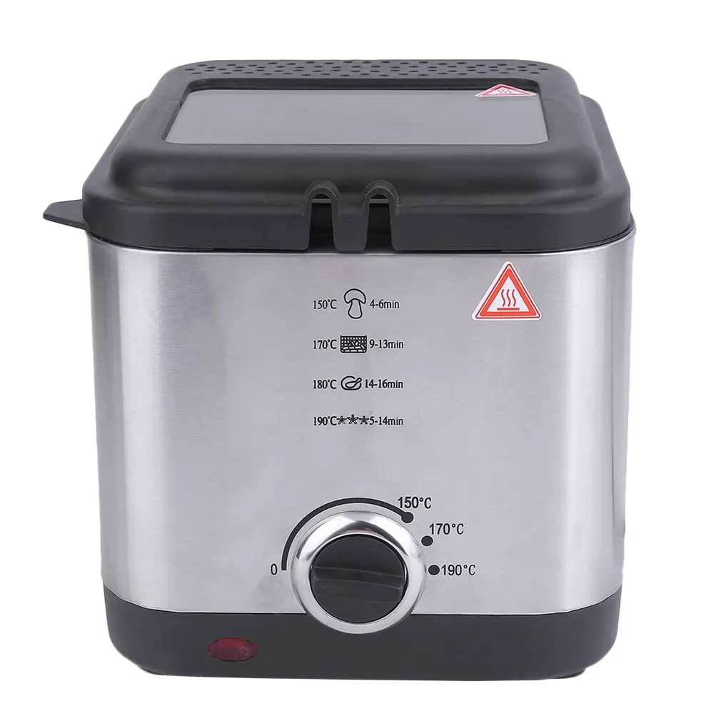 

Compact 1.5 Litre Chip Pan Basket Non Stick Oil Fry 900W Stainless Steel Deep Fat Fryer Kitchen Tools