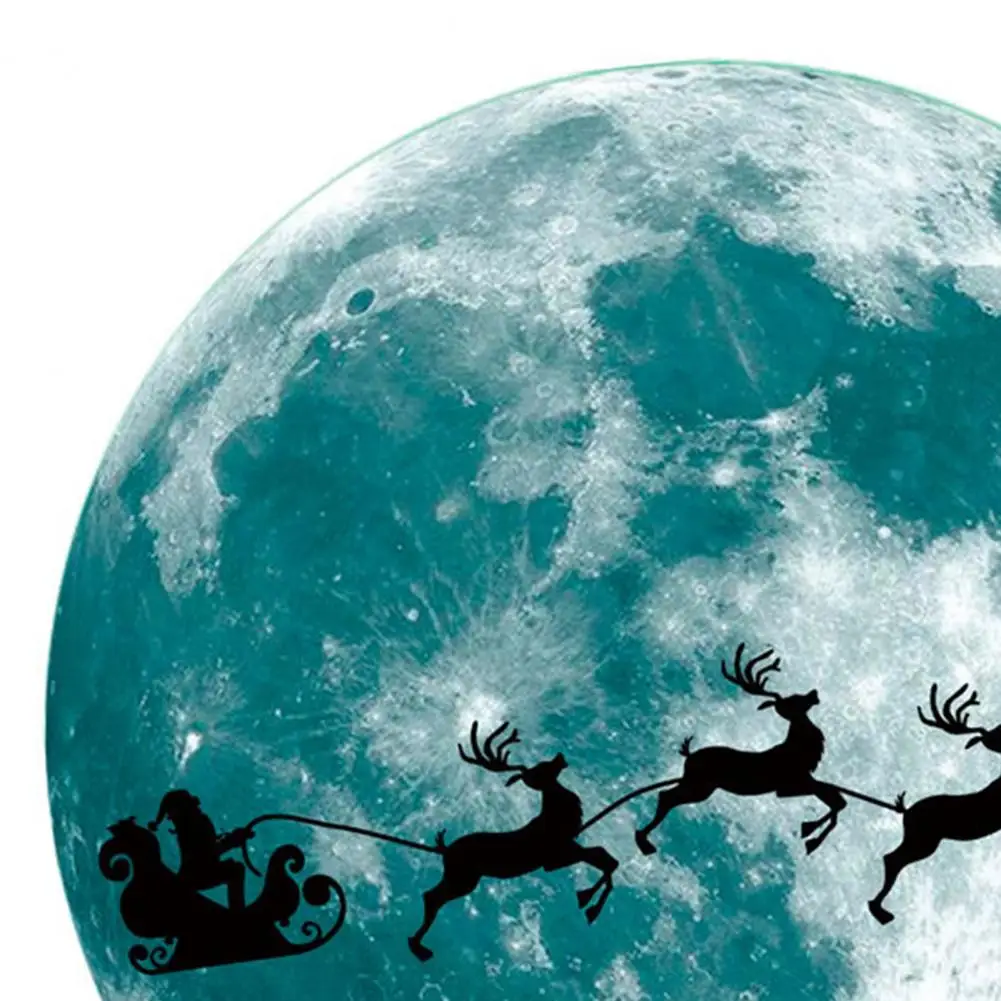 1 Pcs 30cm High Brightness Luminous Moon Wall Sticker Self Adhesive Cartoon Pattern Pvc 3d Moon Shaped Luminous Sticker For Home