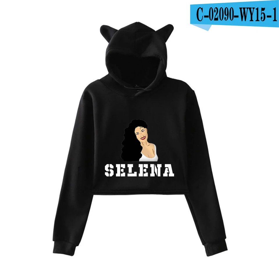 Selena Quintanilla кошка толстовки с принтом для женщин летний короткий кошачий топ модные толстовки с капюшоном Сексуальная уличная одежда размера плюс - Цвет: picture color
