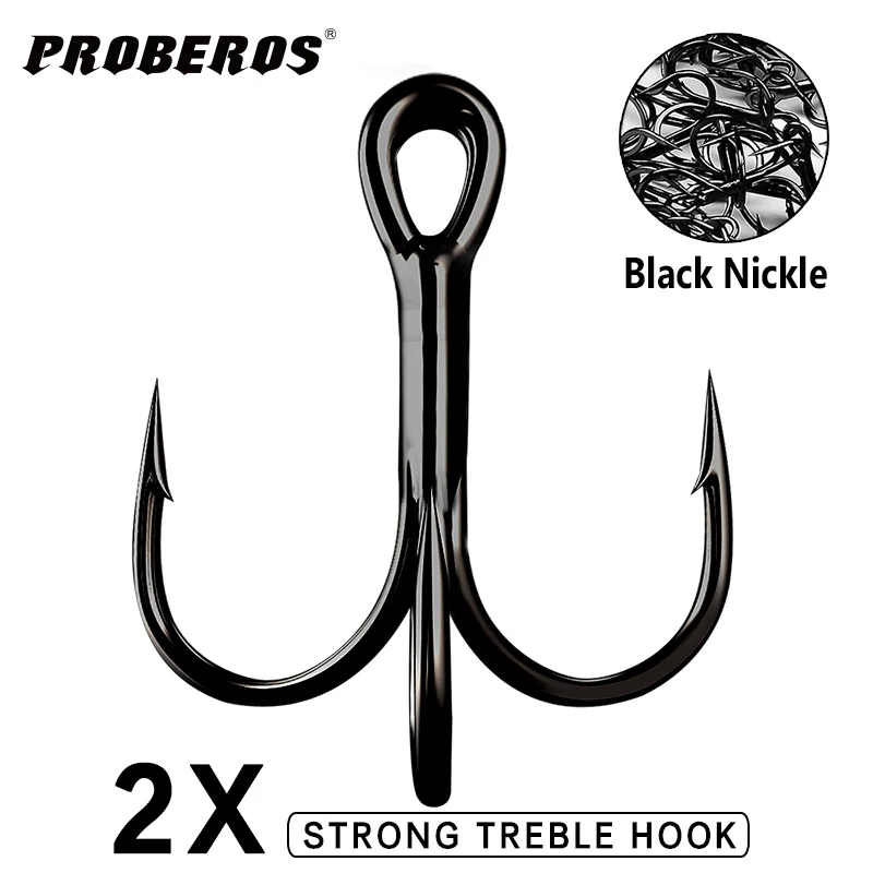 50pcs/lot Saltwater Fishing Hook Black Nickle Treble Hooks 1#-12