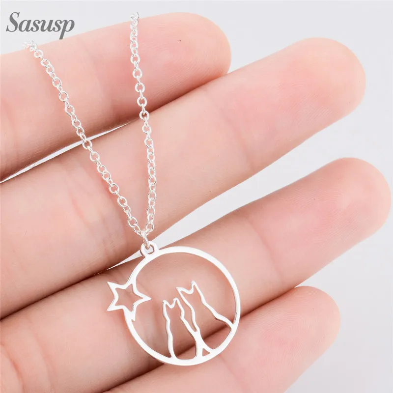 Sasusp милое ожерелье для девочек Дети Кот слон длинная цепь ожерелье из нержавеющей стали Пингвин ожерелья в виде животных унисекс ювелирные изделия