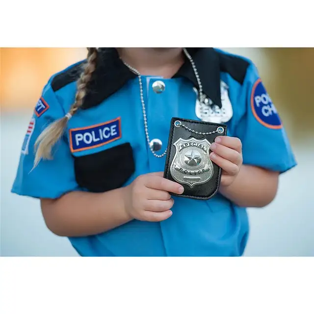 Kids Pretend Play Toys Children Occupation Role Play America Police Special Badge With Chain And Belt Clip Toys For Boys Girls 4