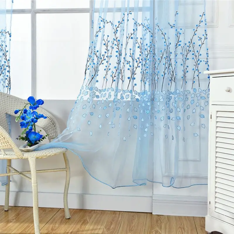 

100*270cm Line Embroidered Sheer Tulle Curtain For Living Room Bedroom White Voile Curtains Fabric Drapes For Window Tulle