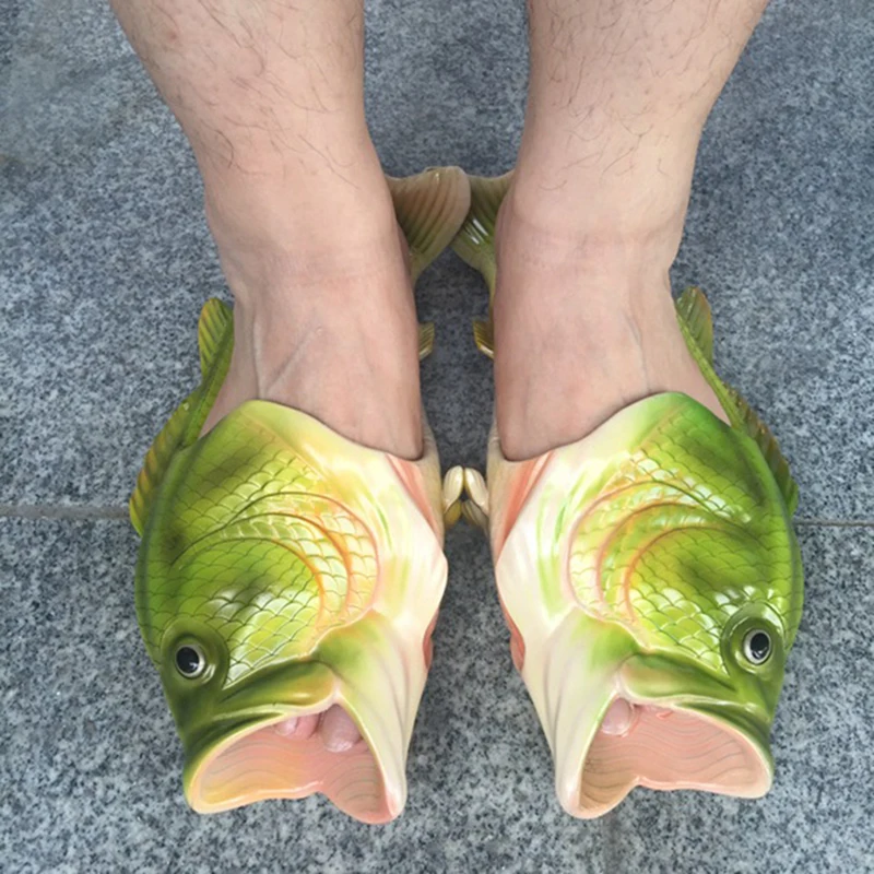 

Funny Fish Shaped Slipper Lovers Drag Slippers Summer Outdoor Couple Soft Beach Flip-flops Men And Women Breathable Shoes