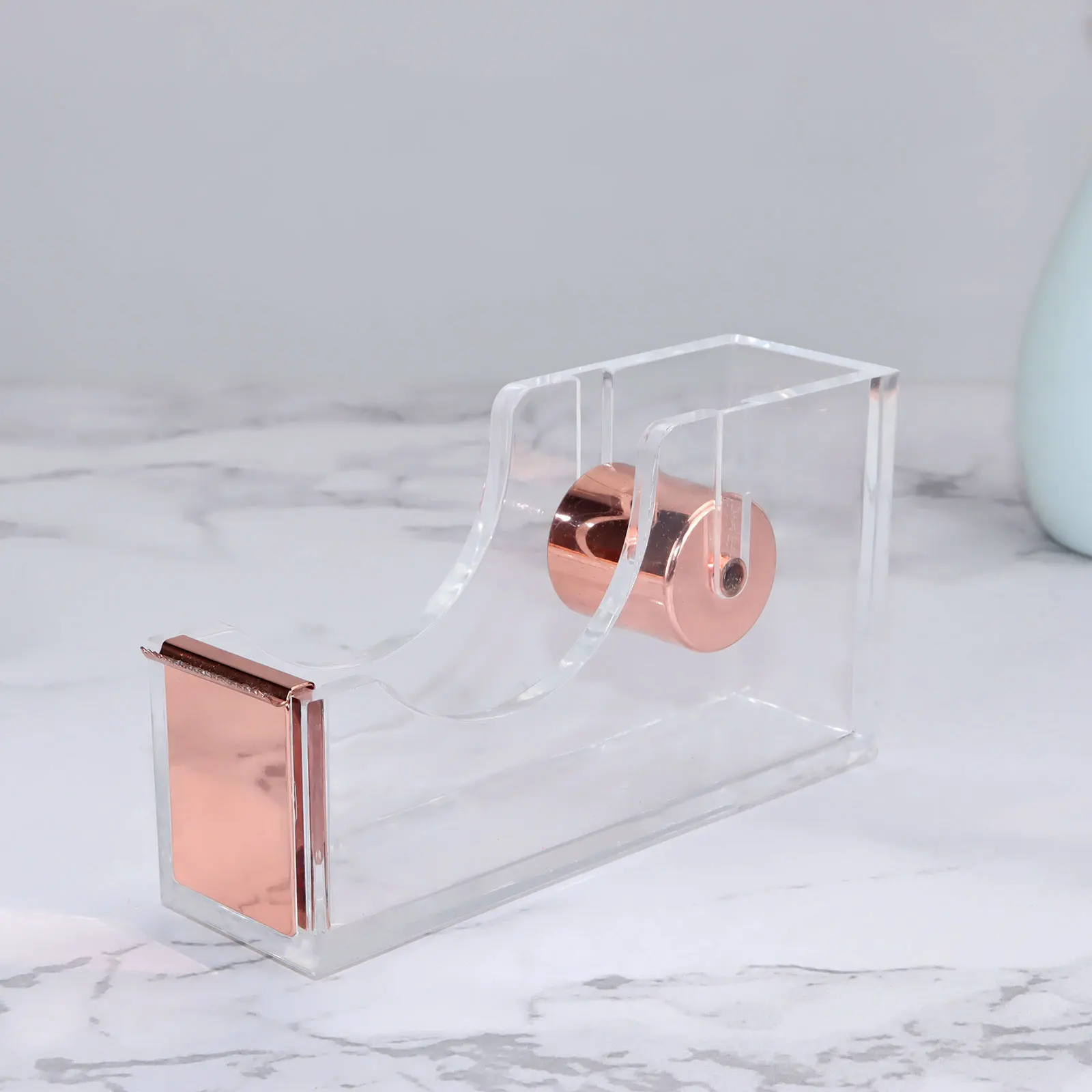 Desktop Office Supplies Set Rose Gold Acrylic Office Stationery Desk Organizer Accessories For Woman