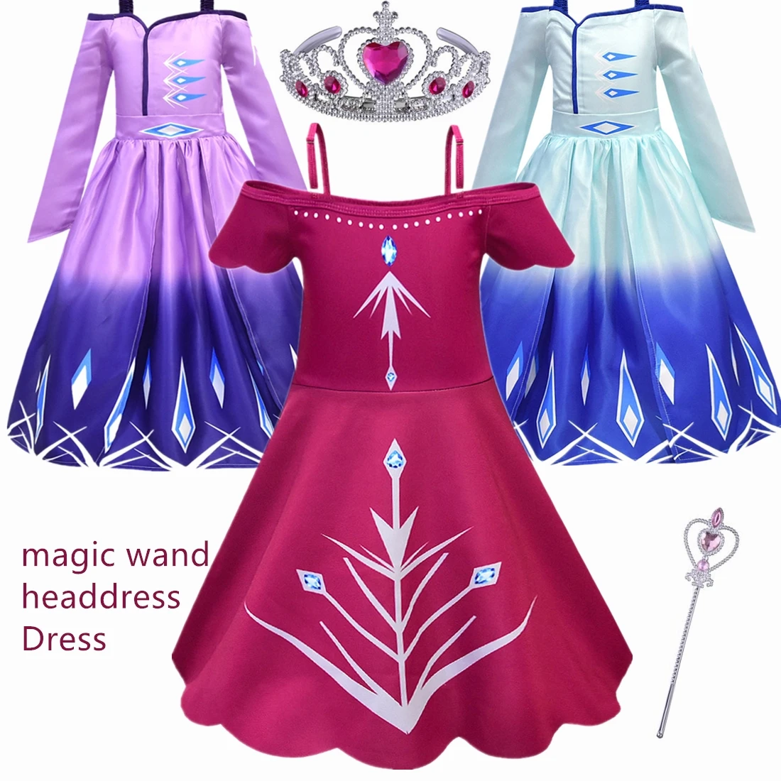 2020 new Snow Queen 2 dress Elsa Anna Dress Girls Costume Cute Party Princess Cosplay Baby Dresses Children's day Birthday | Детская