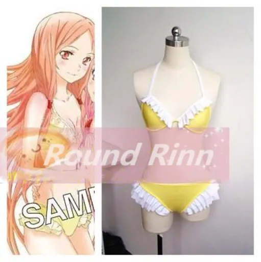 

Guilty Crown Ouma Mana Cosplay Swimwear Bikini Anime Yellow Custom Made Swimsuit