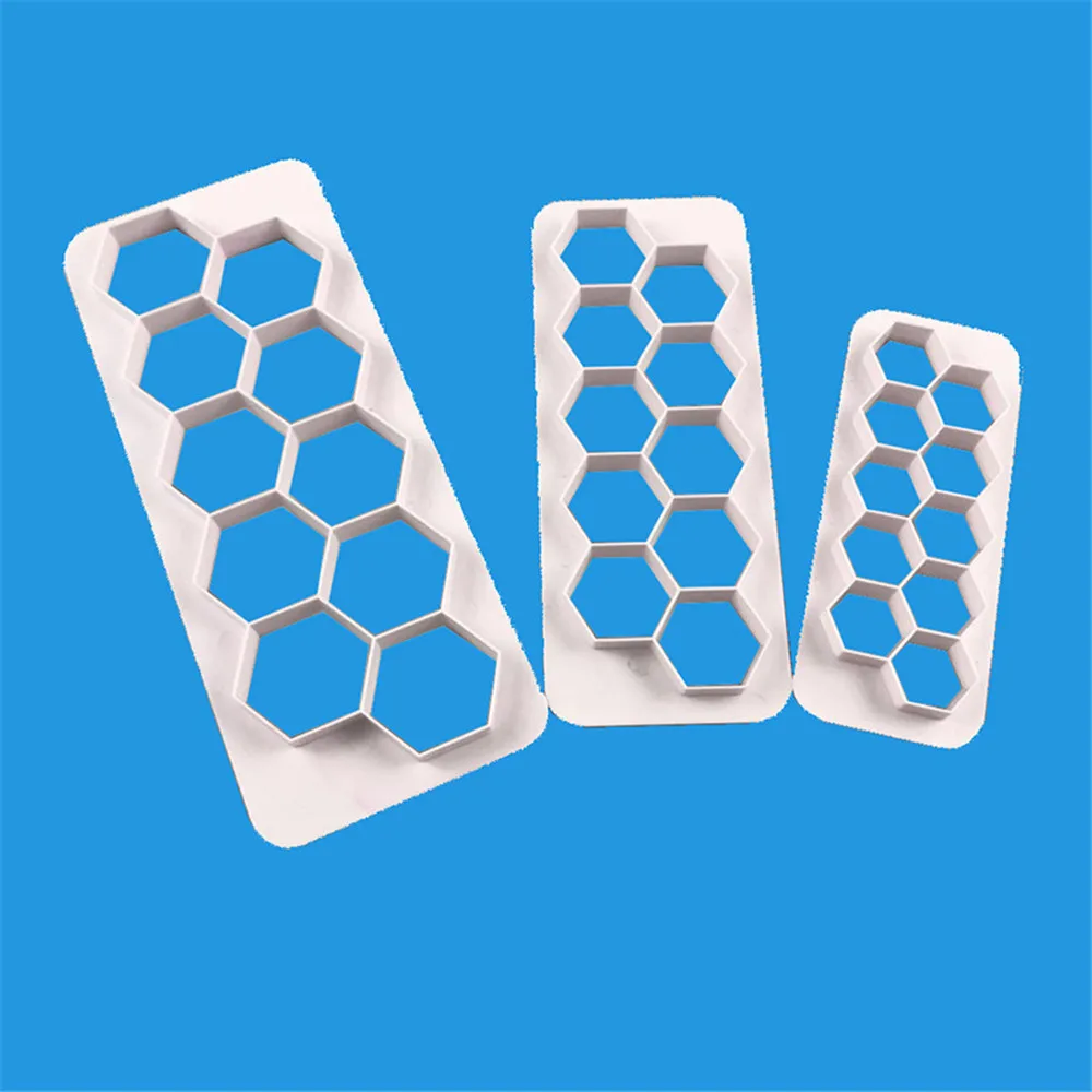 Hot Cake Mold 3pcs Hexagon Geometry Fondant Cookie Cutter Cake Mold Biscuit Confectionery Decorating Tools Baking Moulds06