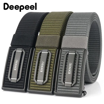 

Deepeel 1pc 3.4*120cm High Quality Woven Nylon Trousers Strap Automatic Buckle Canvas Belt Youth Jacket Casual Men's Belt YB405