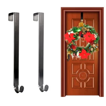 

1pcs Upgrade Adjustable Wreath Hanger Over The Door Wreath Metal Hook For Christmas Wreath Front Door Hanger Black/gray #LR3