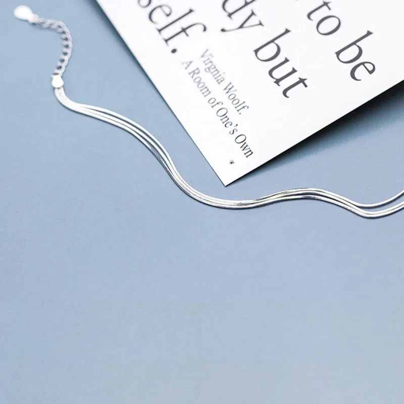 New 925 Sterling Silver Three Layer Snake Bone Chain Bracelets Smooth Elegant Korea Style Bracelets for Women Trendy 925 Jewelry