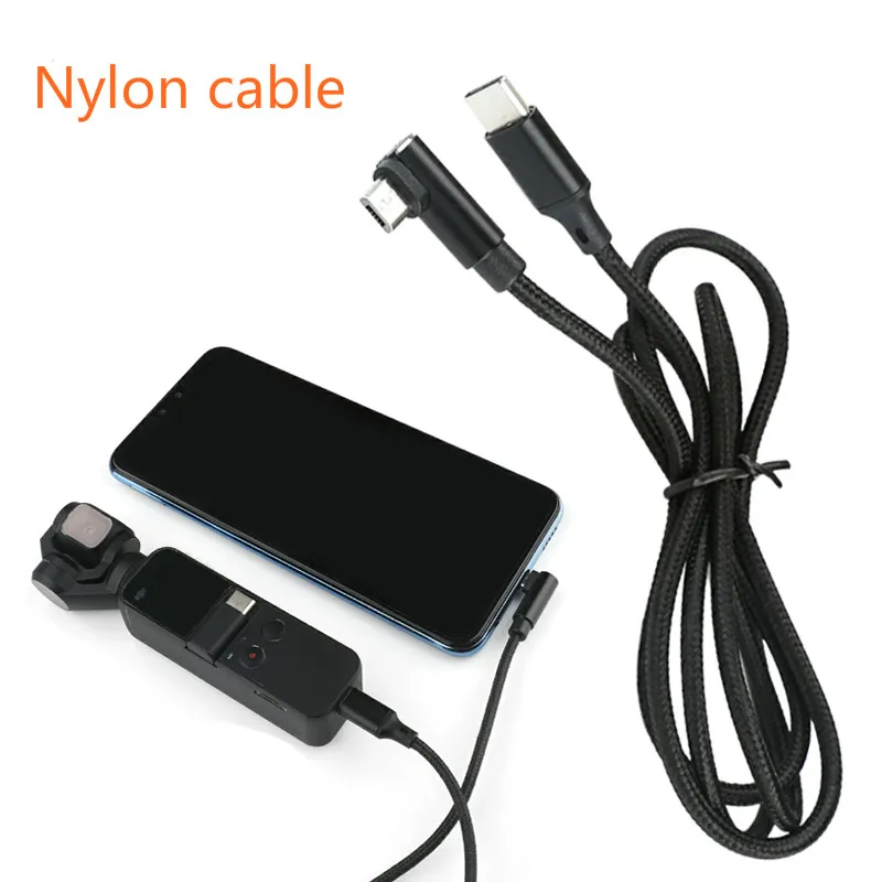 100 см нейлоновый Плетеный Удлинительный USB кабель для передачи данных для DJI OSMO POCKET Gimbal type-C для Micro-USB/type-C/для шнура зарядного устройства Lightning