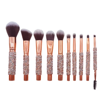 

10Pcs/Set Gold Diamond Makeup Brushes Set Foundation Blending Powder Eye Face Brush with Bag Makeup Tool Kit