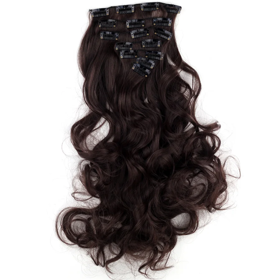 Miss U Hair 18" 45cm 130g Long Wavy Synthetic Clip in Hair Extensions Pieces 7pcs/set Heat Resistent Fiber