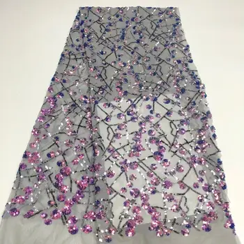 

Sequins African Lace Fabric 2020 High Quality French Lace Fabric Embroidery Nigerian Tulle Lace Fabrics For Party Sewing