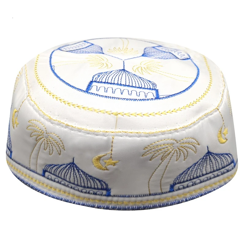 New white cotton cloth Muslim Prayer Hats for men soft Fashion Islamic Round Caps Indian Topi Kufi Eid Ramadan Pray Dropshipping - Image 6