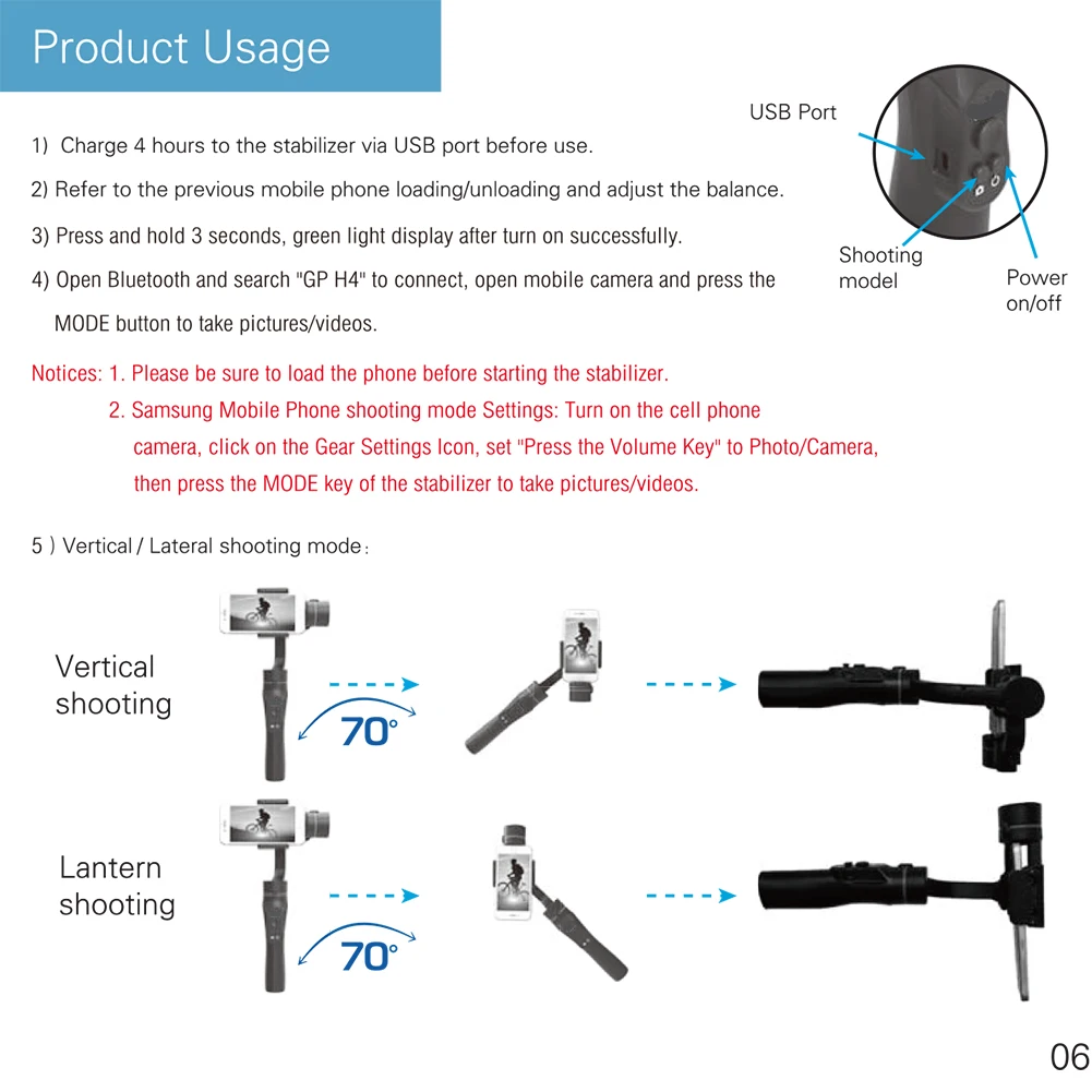  Stabilizing Gift Multifunction Portable Smart Phone USB Charging Handhold Gimbal Easy Install Trave