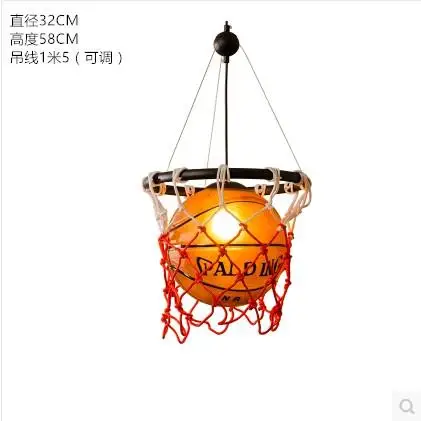 Винтажная Американская Спортивная тематическая футбольная Подвесная лампа для спальни мальчика баскетбольная футбольная Подвесная лампа для детской комнаты - Цвет корпуса: Dia 32cm